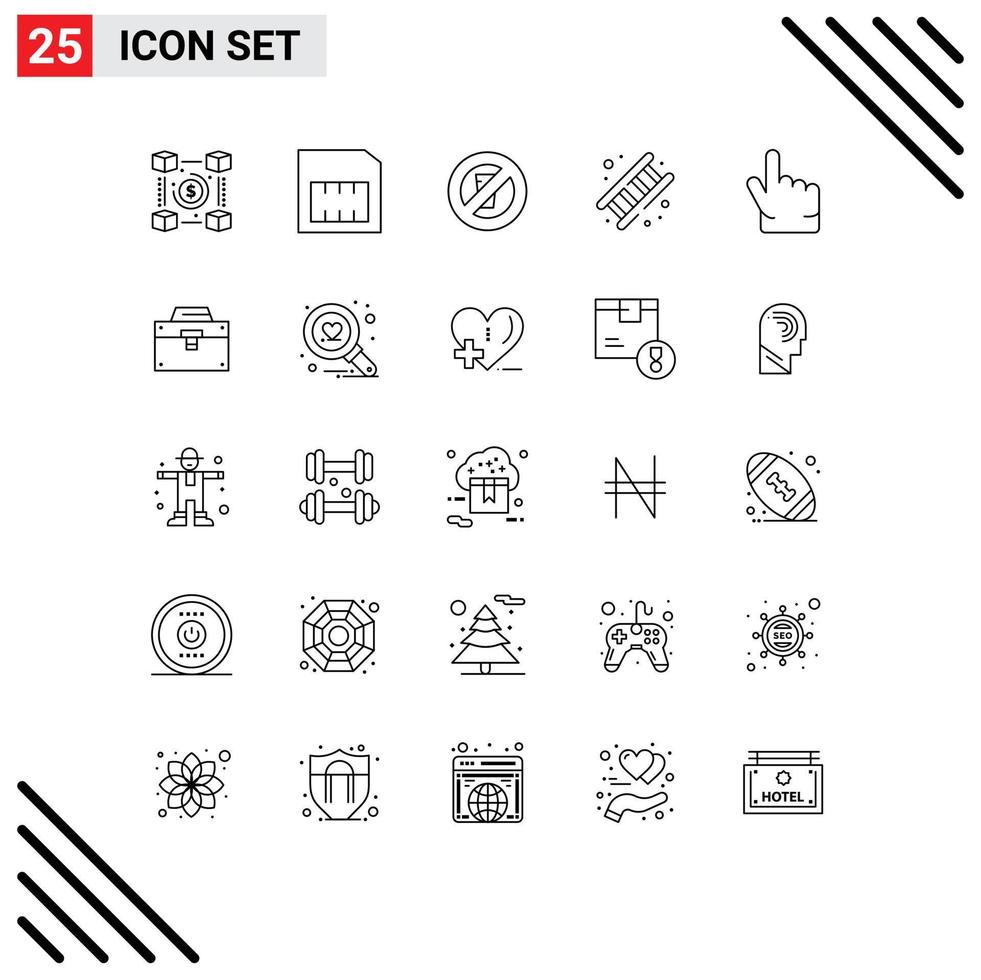 Group of 25 Lines Signs and Symbols for finger service fasting job fire Editable Vector Design Elements