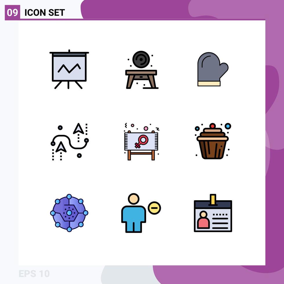 Pictogram Set of 9 Simple Filledline Flat Colors of ad development potholder design coding Editable Vector Design Elements