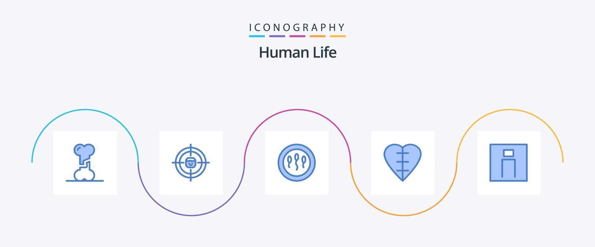 paquete de iconos azul humano 5 que incluye humanos. corazón humano. recursos. forma de corazón. esperma vector