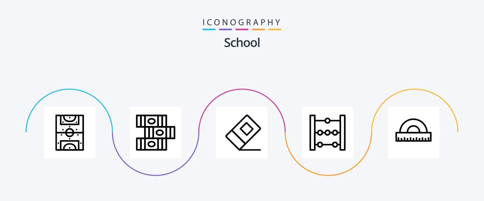 School Line 5 Icon Pack Including . education. eraser. drawing. math vector