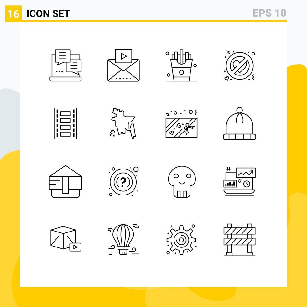 16 Outline concept for Websites Mobile and Apps film forbidden drink romance adultery Editable Vector Design Elements