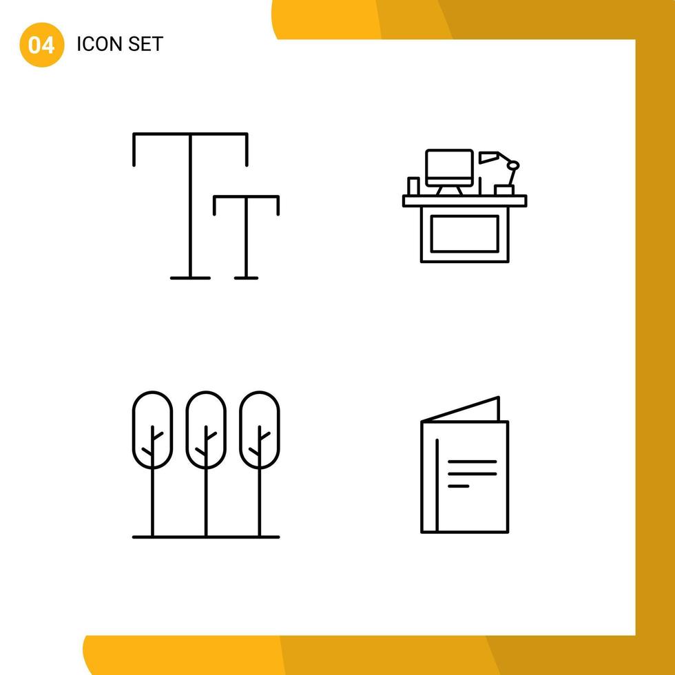 4 Line concept for Websites Mobile and Apps big table computer monitor tree Editable Vector Design Elements