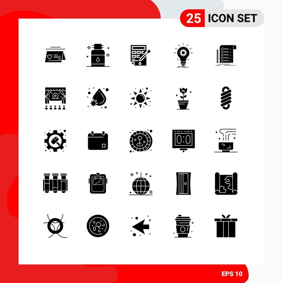 paquete de iconos de vector de stock de 25 signos y símbolos de línea para spa de idea de luz desarrollar elementos de diseño de vector editables de relleno de color