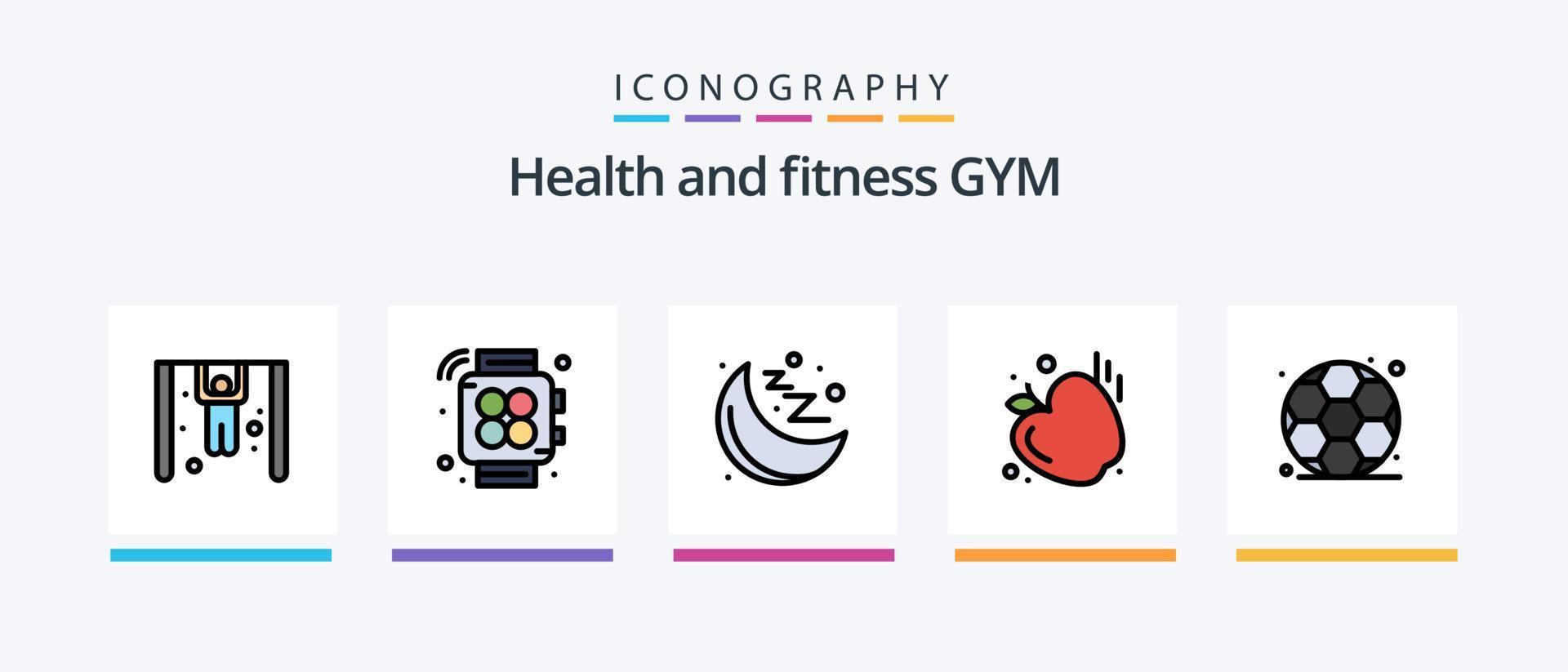 Gym Line Filled 5 Icon Pack Including . football. fitness. gym. watch. Creative Icons Design vector