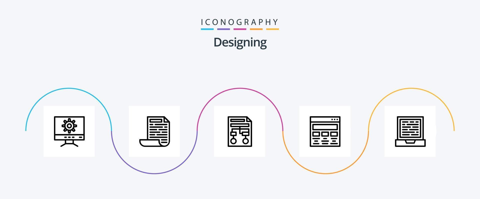 Designing Line 5 Icon Pack Including computer. web. process. paint. graphic vector