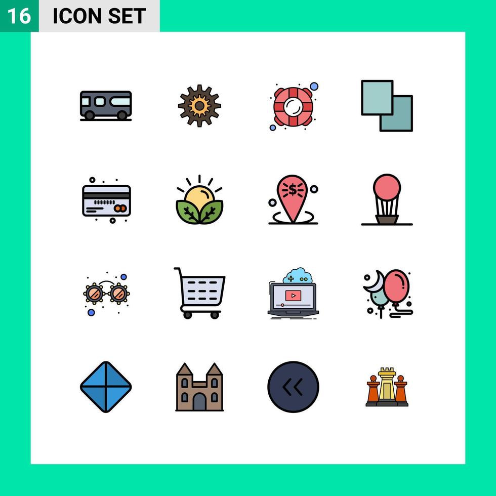 Modern Set of 16 Flat Color Filled Lines Pictograph of swap copy system safety life Editable Creative Vector Design Elements