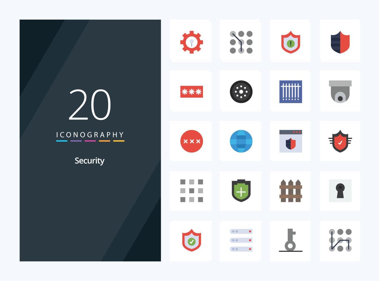 20 Security Flat Color icon for presentation vector