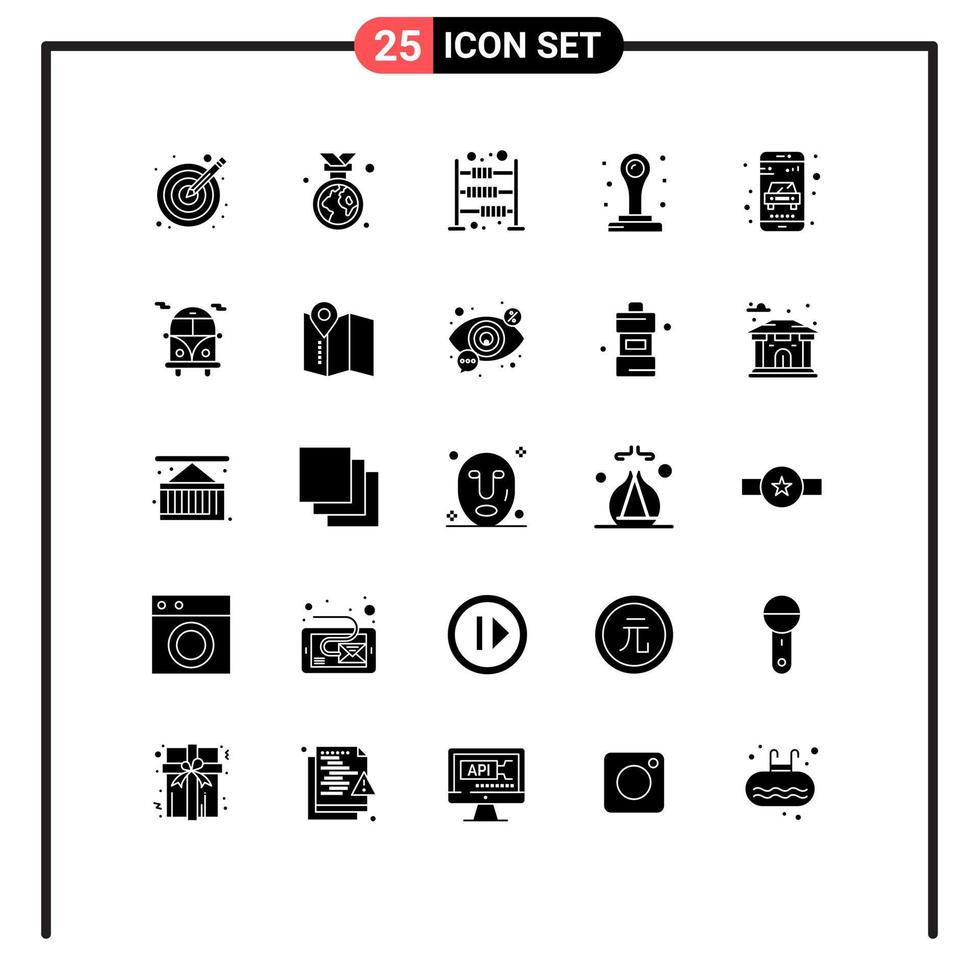 Pictogram Set of 25 Simple Solid Glyphs of service delivery abacus stationery office Editable Vector Design Elements