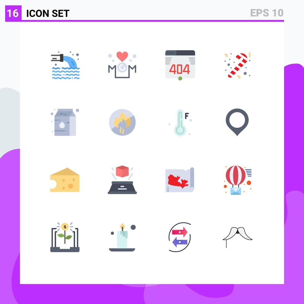 Universal Icon Symbols Group of 16 Modern Flat Colors of milk canned mother christmas candy Editable Pack of Creative Vector Design Elements