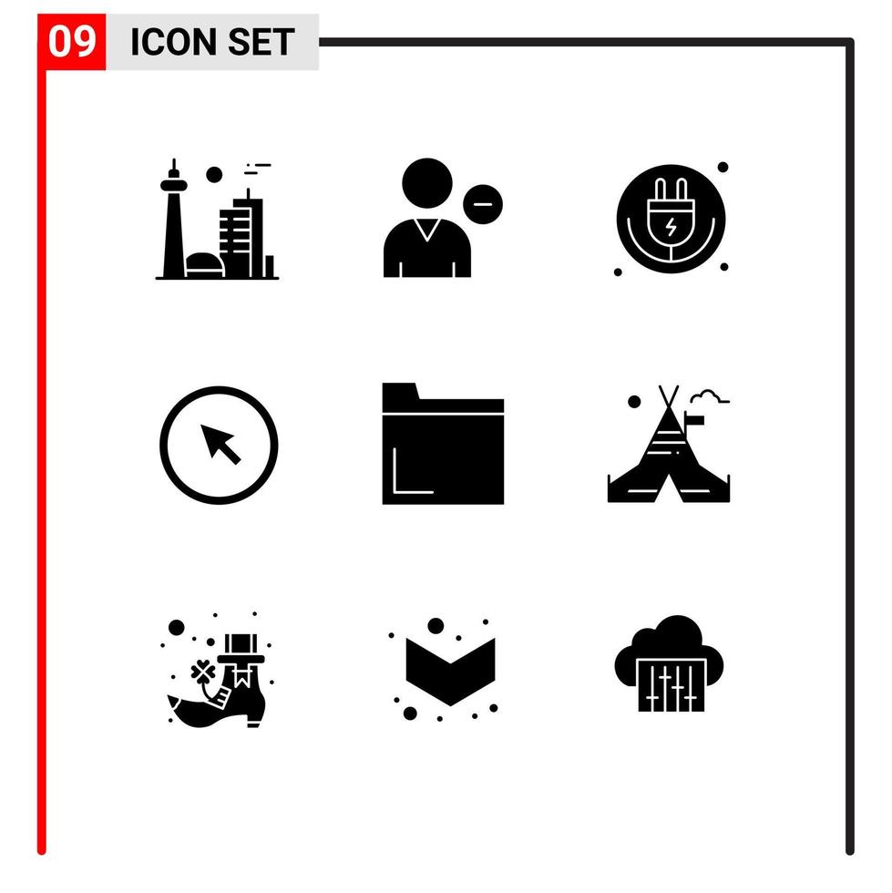 Pictogram Set of 9 Simple Solid Glyphs of mouse click profile wifi internet of things Editable Vector Design Elements