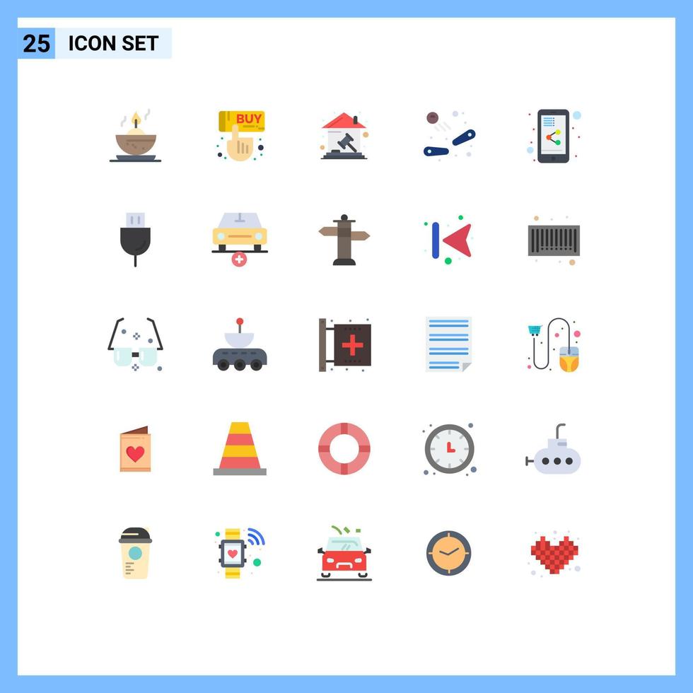 Group of 25 Modern Flat Colors Set for share document play home game pinball Editable Vector Design Elements