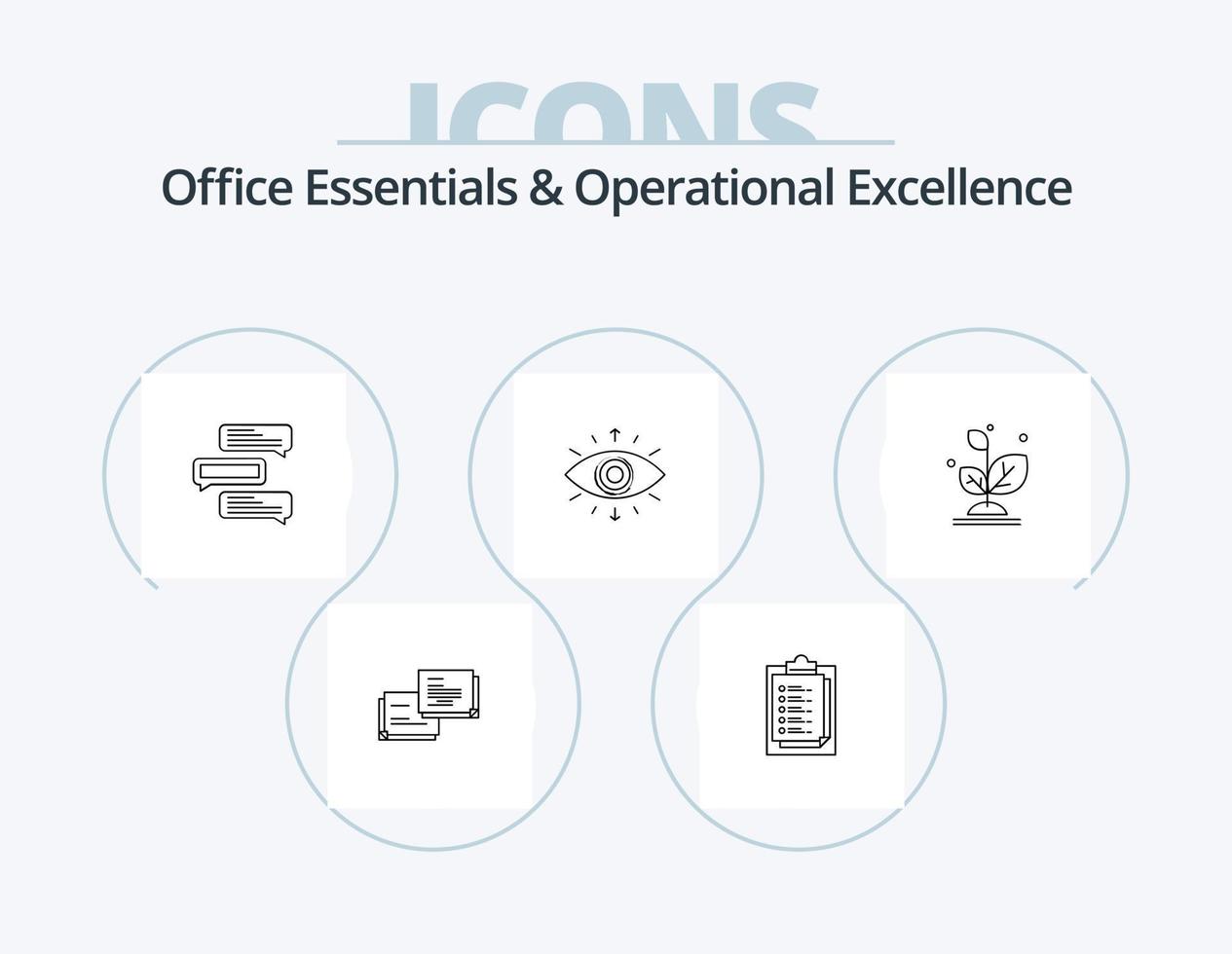Office Essentials And Operational Exellence Line Icon Pack 5 Icon Design. eye. gammer. folder. user. vector