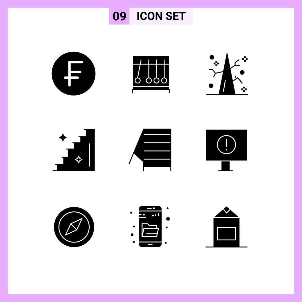 9 Universal Solid Glyph Signs Symbols of tools construction autumn stairs floor Editable Vector Design Elements