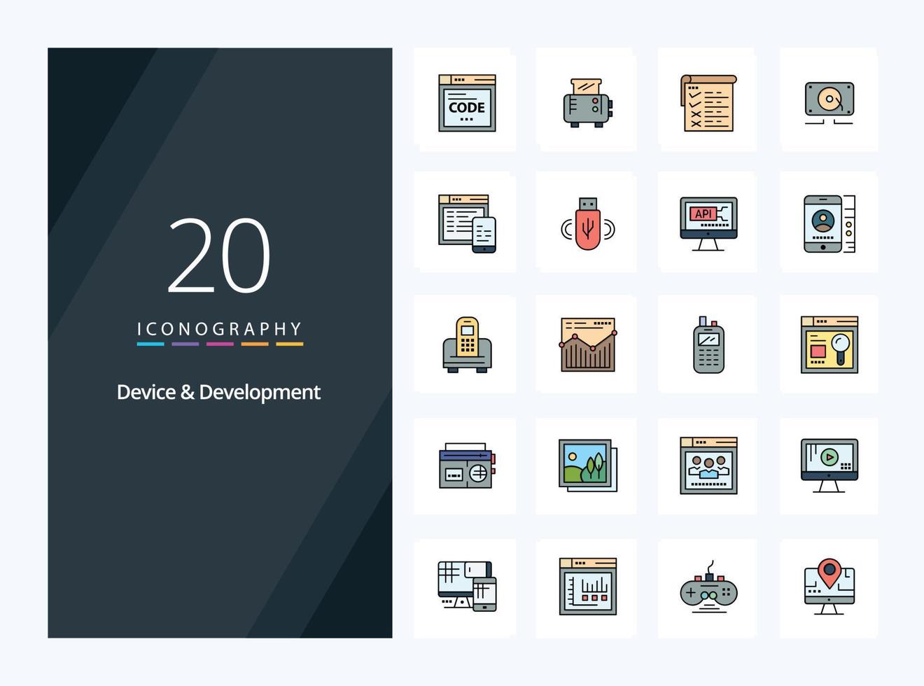 20 Device And Development line Filled icon for presentation vector