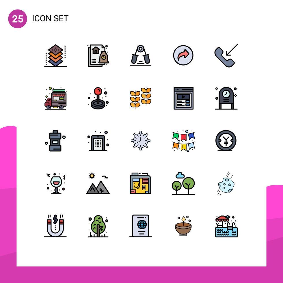 25 Thematic Vector Filled line Flat Colors and Editable Symbols of ui arrow mortgage basic exercise Editable Vector Design Elements
