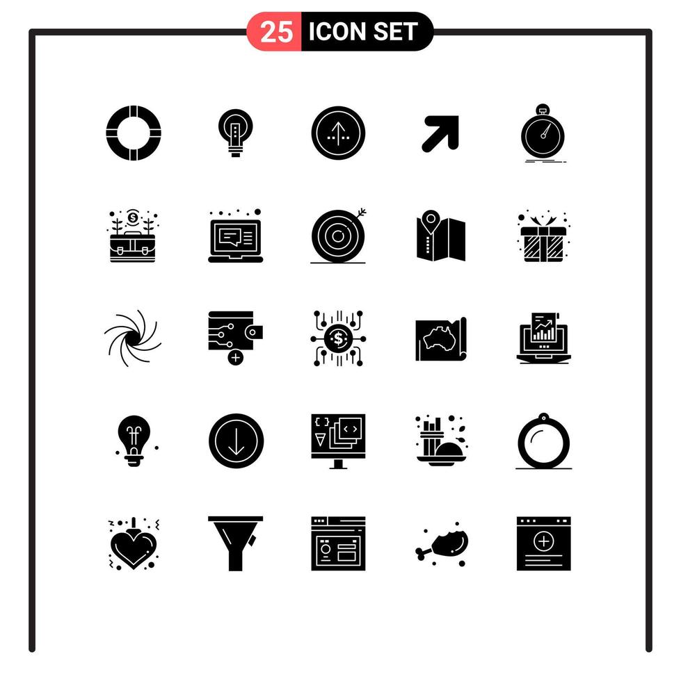 25 Universal Solid Glyphs Set for Web and Mobile Applications right arrow lightbulb ui direction Editable Vector Design Elements