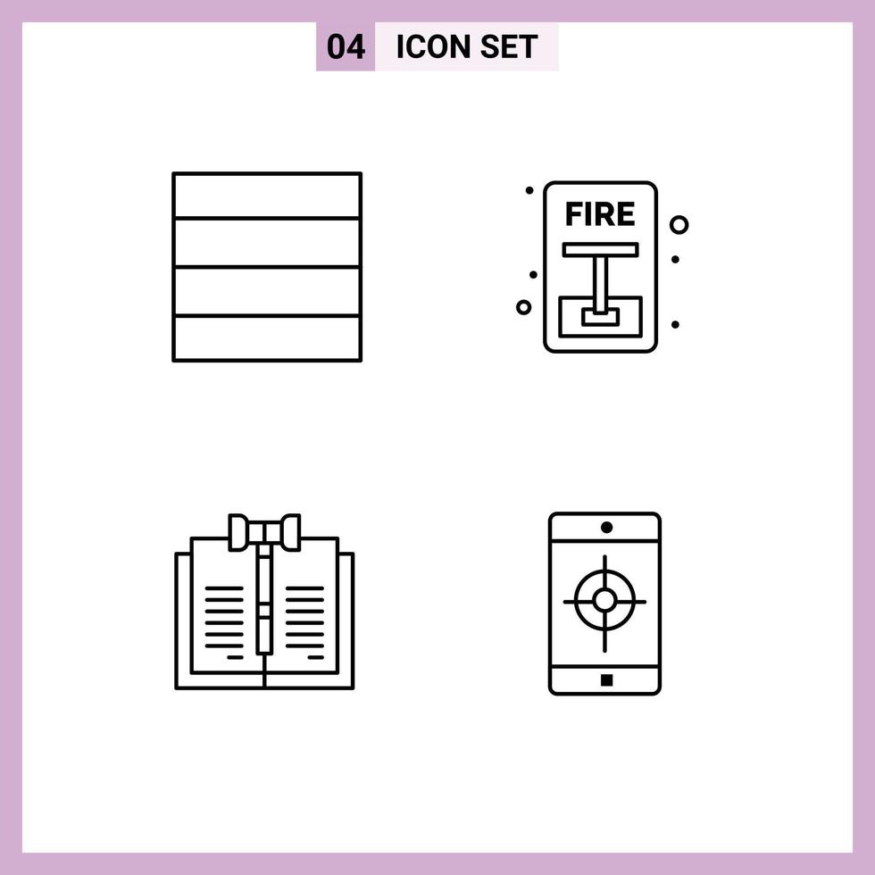 Stock Vector Icon Pack of 4 Line Signs and Symbols for grid law escape business application Editable Vector Design Elements