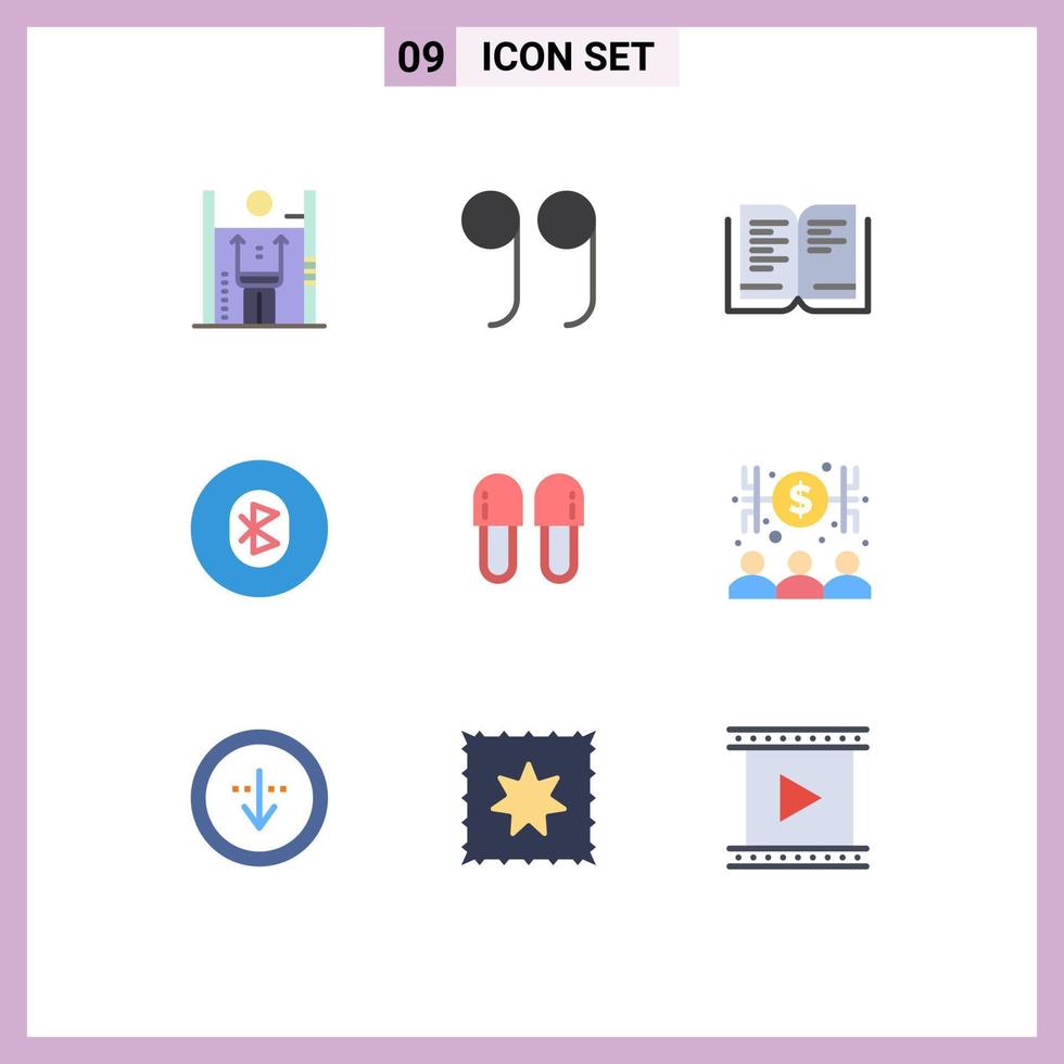 Mobile Interface Flat Color Set of 9 Pictograms of hygiene beauty education wireless multimedia Editable Vector Design Elements