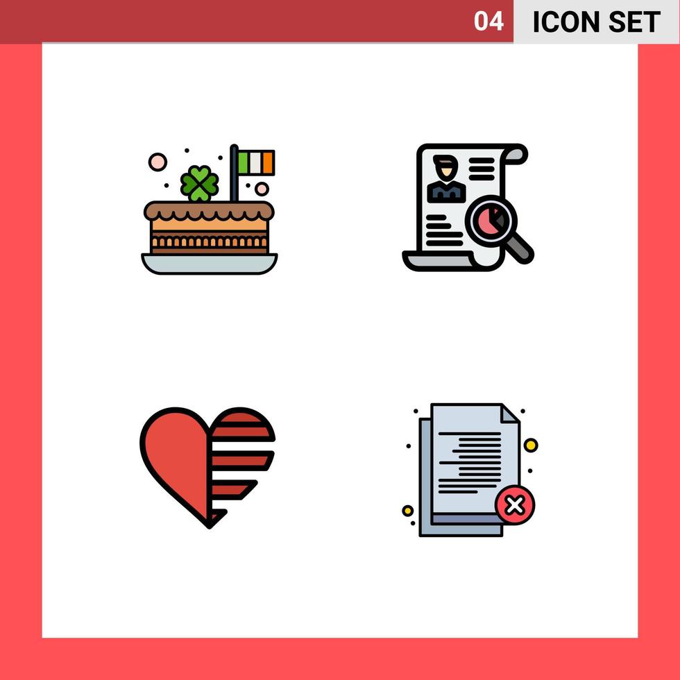 4 Creative Icons Modern Signs and Symbols of cake search festival portfolio love Editable Vector Design Elements