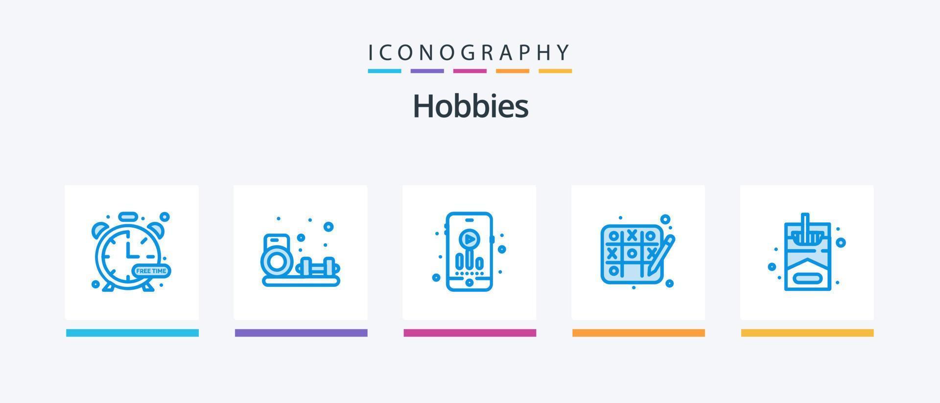 Hobbies Blue 5 Icon Pack Including . hobbies. mp audio. smoke. hobbies. Creative Icons Design vector