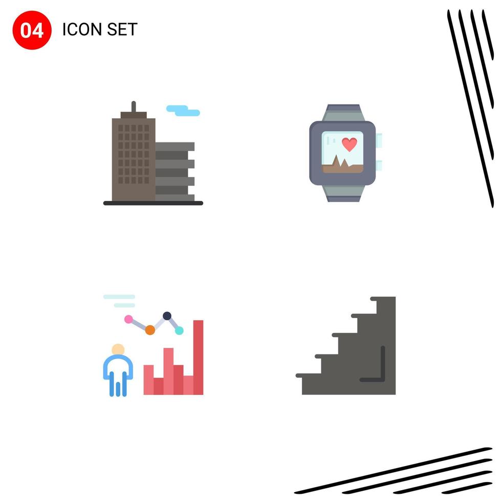 4 Creative Icons Modern Signs and Symbols of building data office love management Editable Vector Design Elements