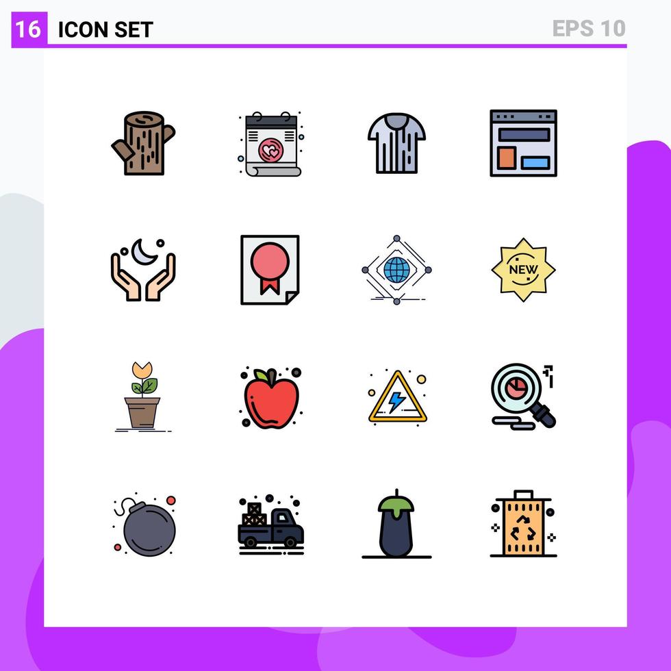 Flat Color Filled Line Pack of 16 Universal Symbols of hand website layout refree website layout Editable Creative Vector Design Elements