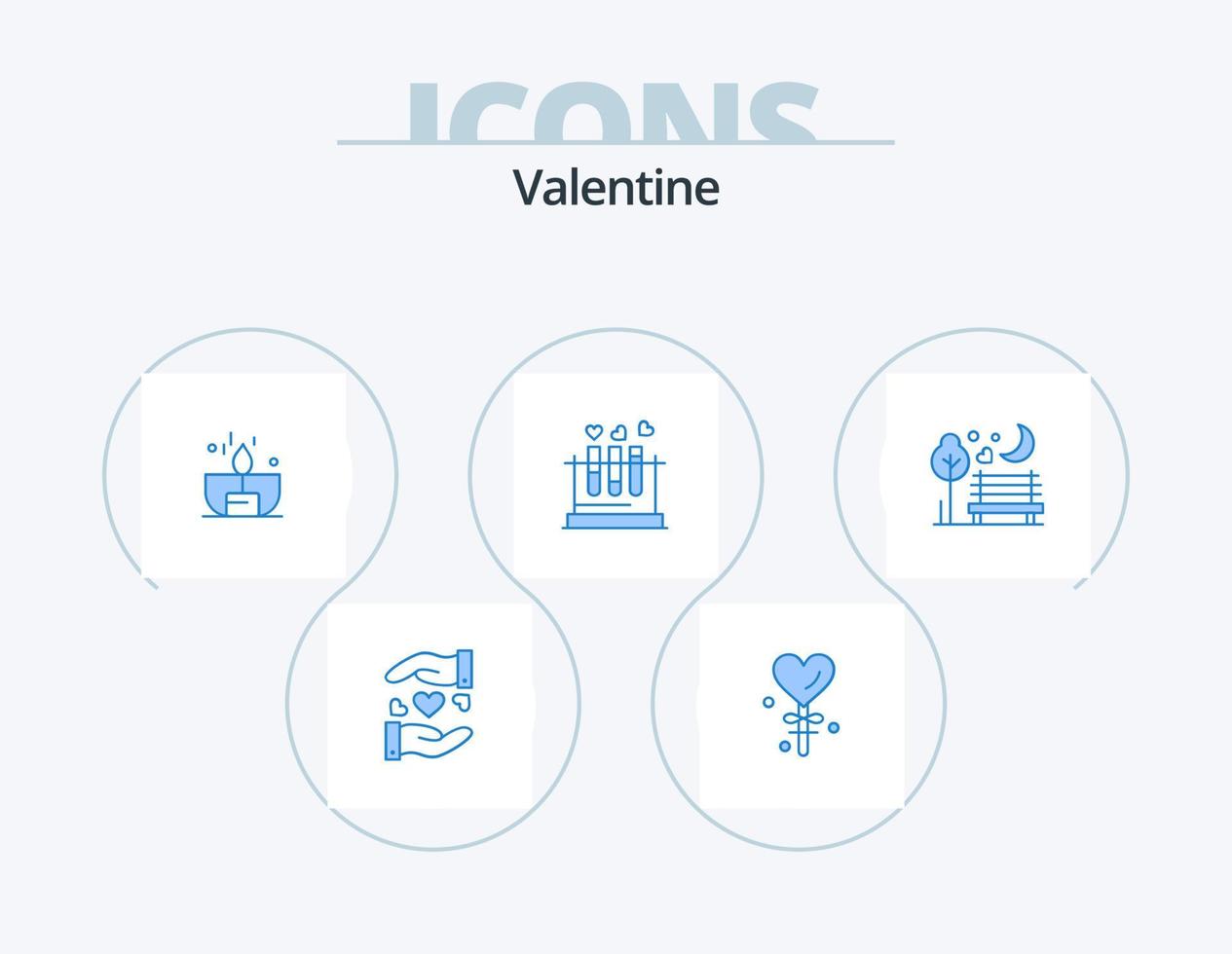 Valentine Blue Icon Pack 5 Icon Design. heart. lab. tube. lighter vector