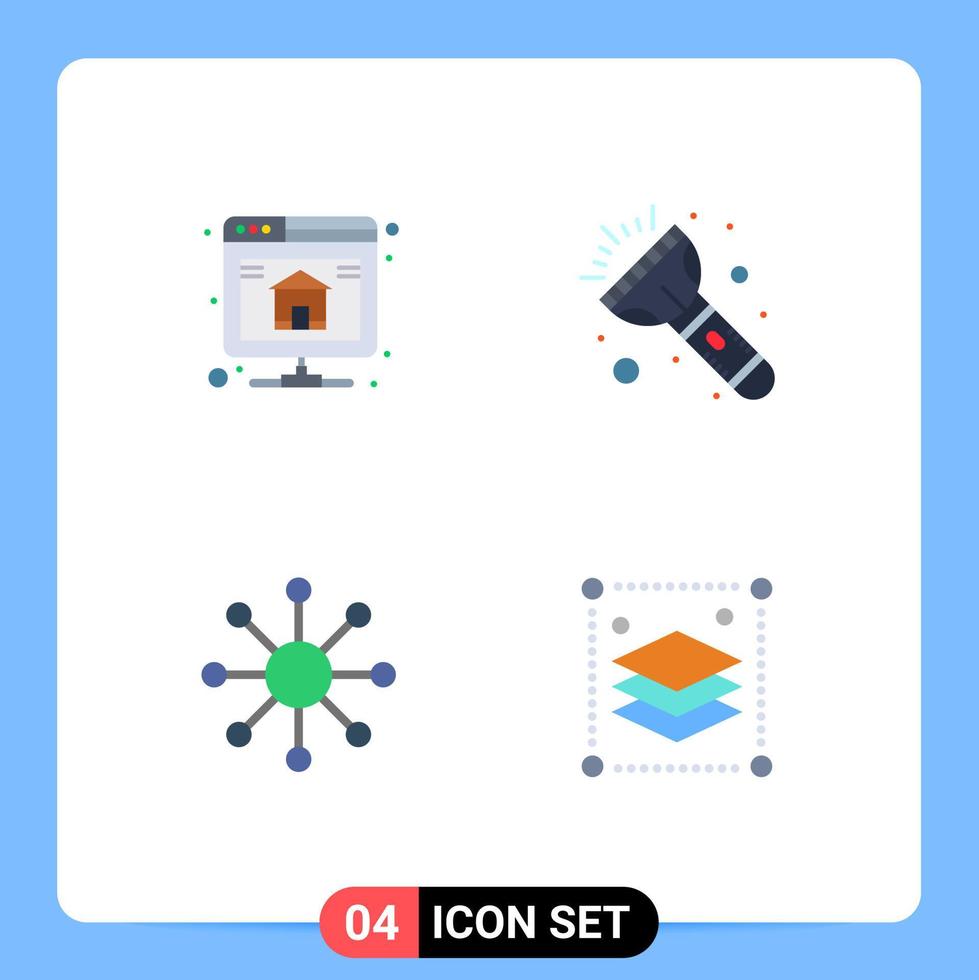 4 Universal Flat Icon Signs Symbols of backup web server torch design layers Editable Vector Design Elements