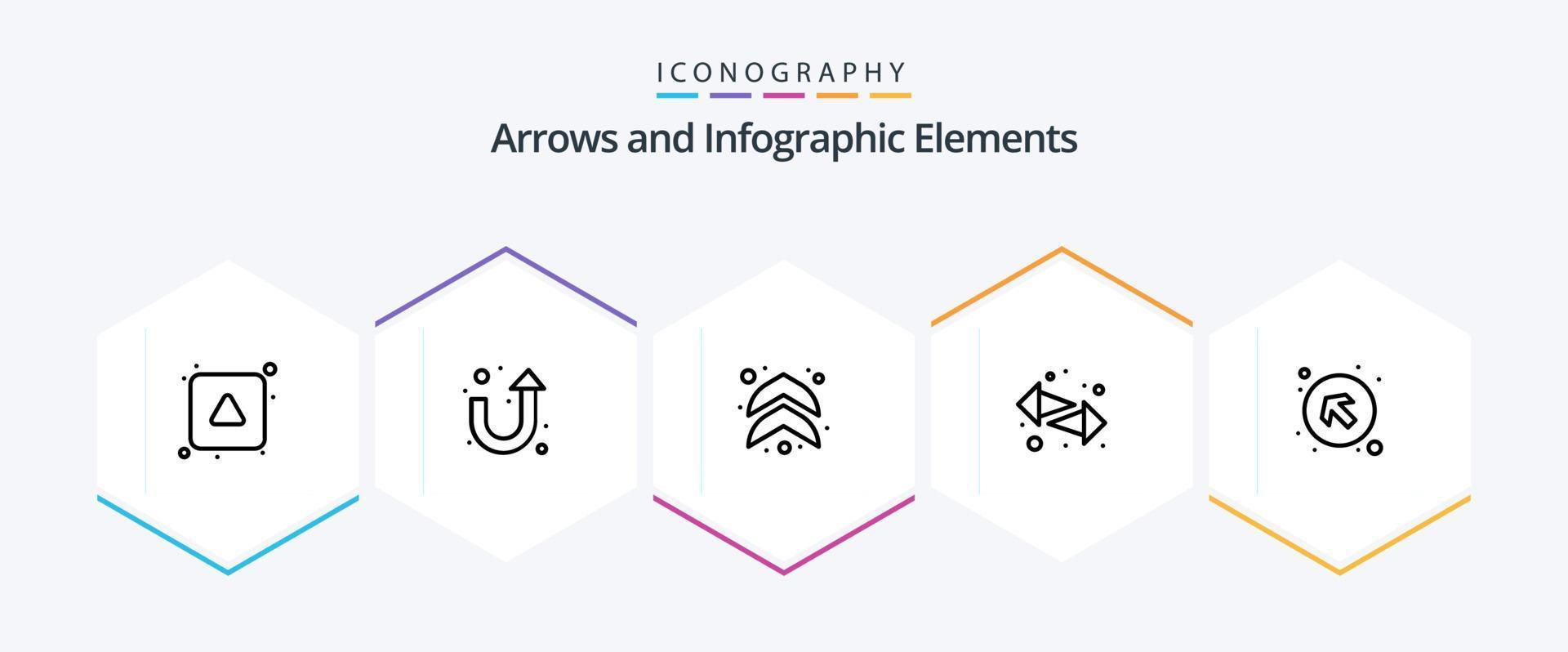 Arrow 25 Line icon pack including left up. arrows. arrows. arrow. left vector