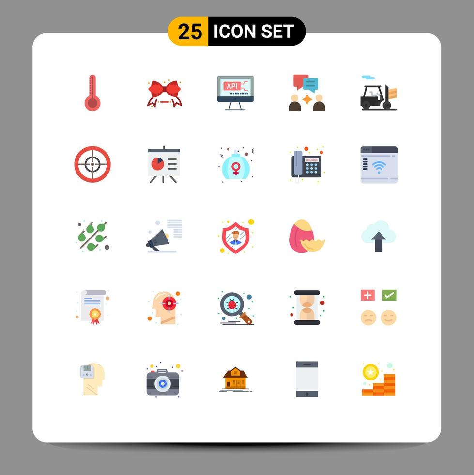 25 iconos creativos, signos y símbolos modernos del código de contorno del ejército, grupo de carretillas elevadoras, elementos de diseño vectorial editables vector