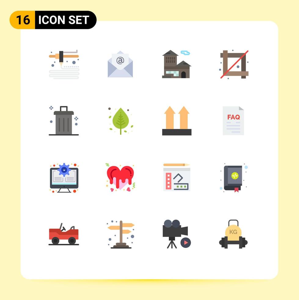 Group of 16 Flat Colors Signs and Symbols for remove delete office cancel graphic Editable Pack of Creative Vector Design Elements