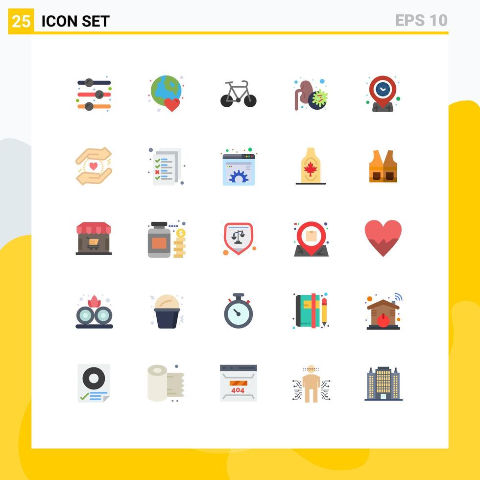 Pictogram Set of 25 Simple Flat Colors of geo lungs day epidemic travel Editable Vector Design Elements