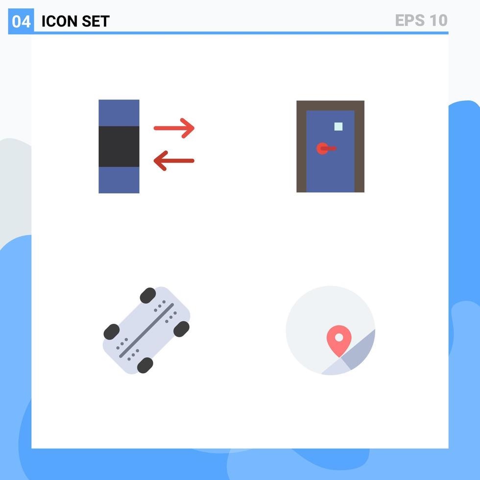 Modern Set of 4 Flat Icons and symbols such as column skateboard aperture exit basic Editable Vector Design Elements