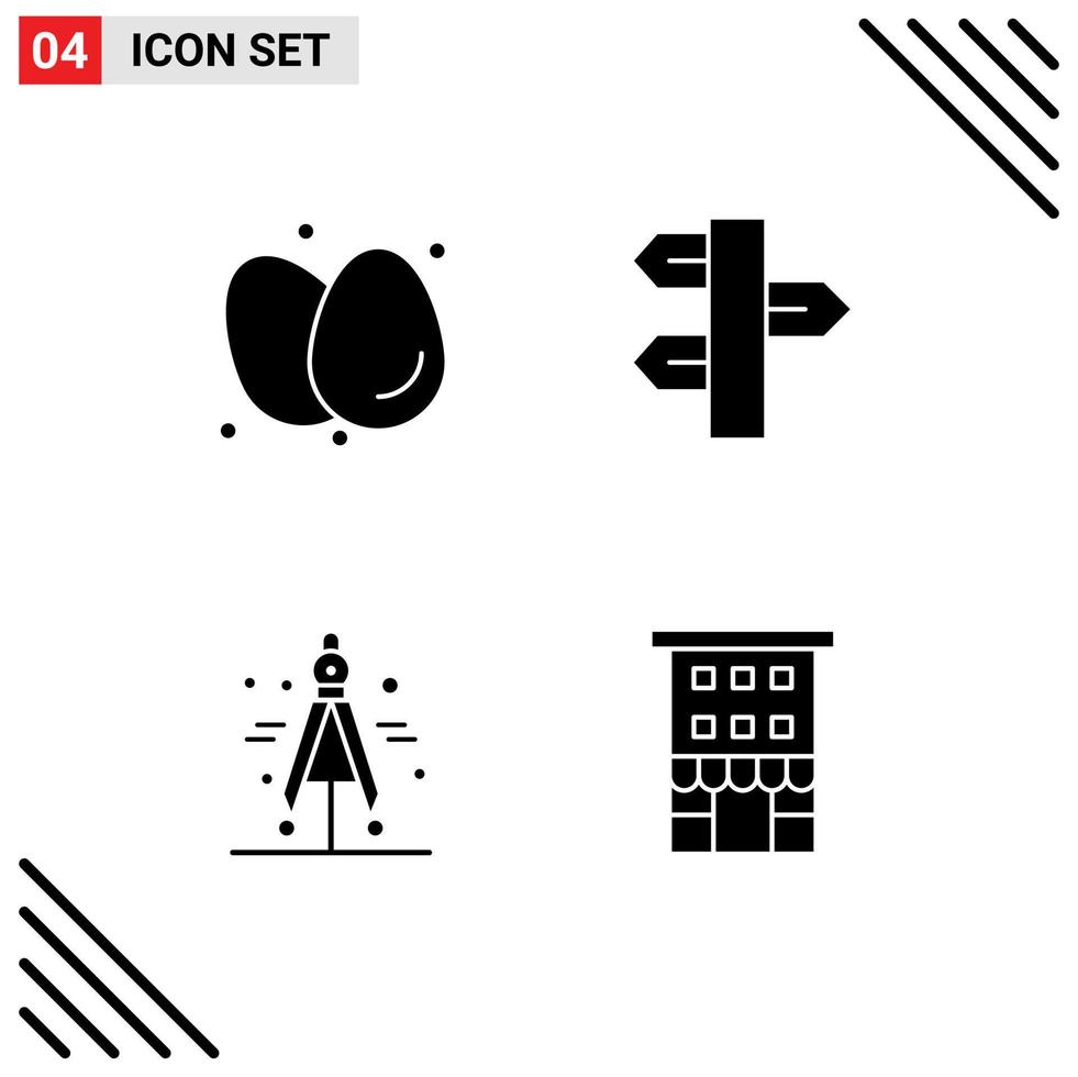 Modern Set of 4 Solid Glyphs Pictograph of boiled eggs winter eggs holiday divider Editable Vector Design Elements
