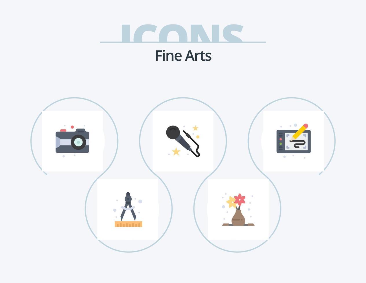 Fine Arts Flat Icon Pack 5 Icon Design. arts. tablet. arts. graphic. mic vector