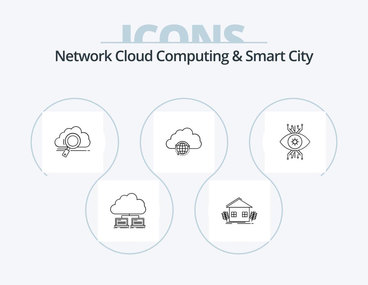 Network Cloud Computing And Smart City Line Icon Pack 5 Icon Design. information. hub. information. globe. network vector