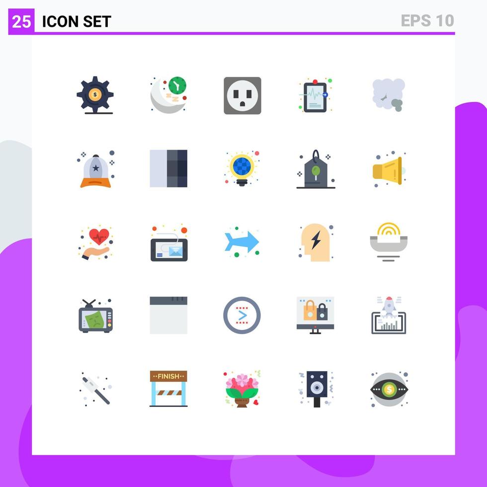 Set of 25 Modern UI Icons Symbols Signs for environment air time medical record hospital chart Editable Vector Design Elements