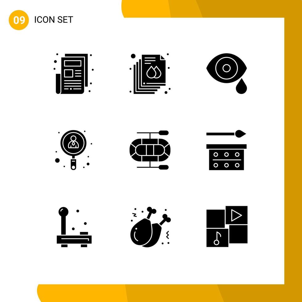 Stock Vector Icon Pack of 9 Line Signs and Symbols for dinghy job eye user employee Editable Vector Design Elements