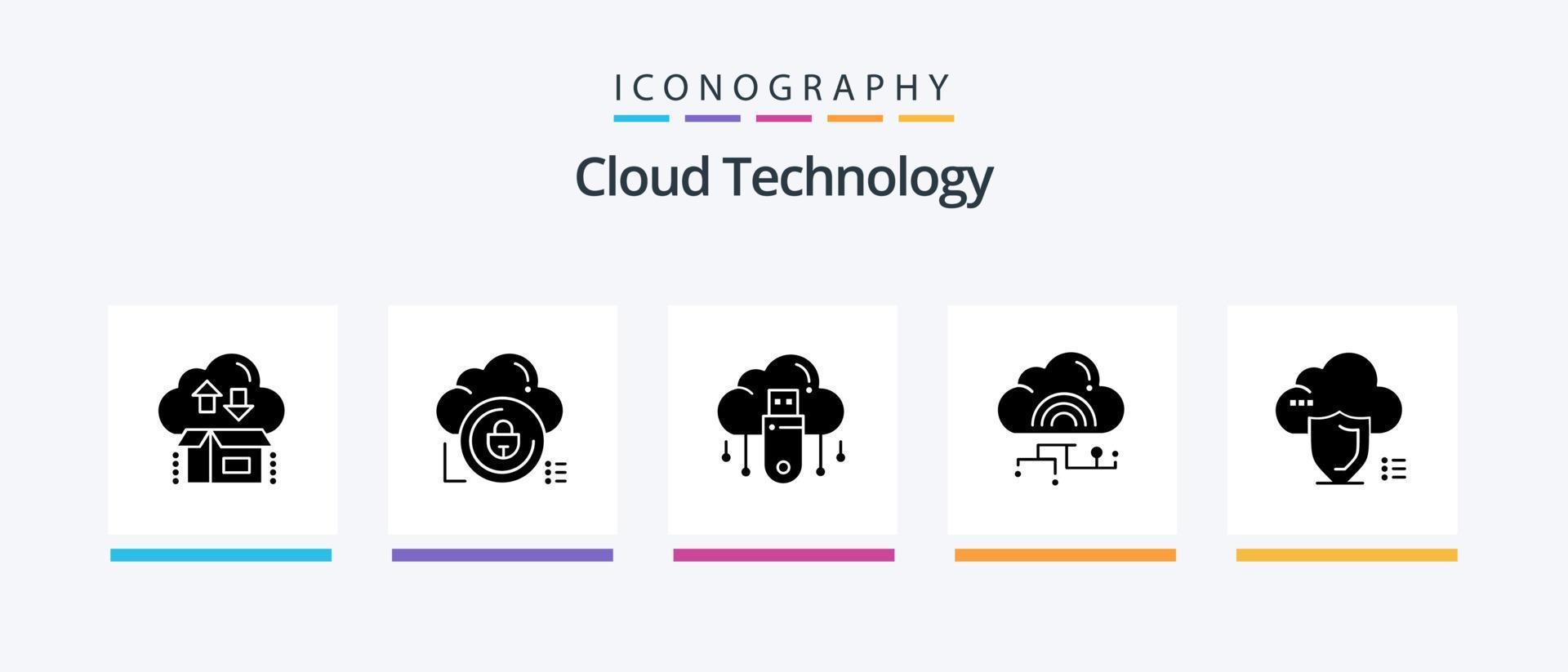 paquete de iconos de glifo 5 de tecnología en la nube que incluye enlace. red. cerrar. Tienda. en línea. diseño de iconos creativos vector