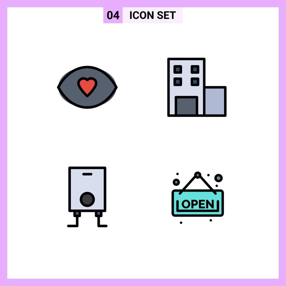 Universal Icon Symbols Group of 4 Modern Filledline Flat Colors of eye water vision university board Editable Vector Design Elements