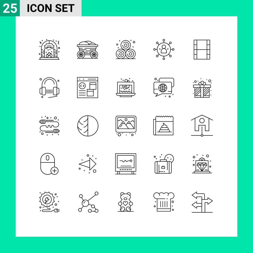 Line Pack of 25 Universal Symbols of video person bangladesh people business Editable Vector Design Elements