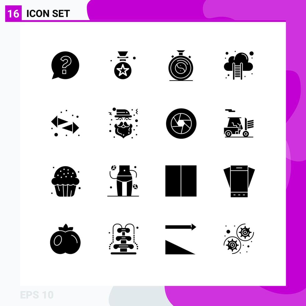 Stock Vector Icon Pack of 16 Line Signs and Symbols for switch stairs clock data cloud cloud computing Editable Vector Design Elements