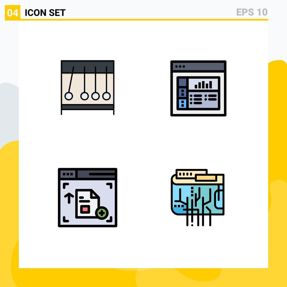 Set of 4 Commercial Filledline Flat Colors pack for perpecul webpage medicine layout currency Editable Vector Design Elements