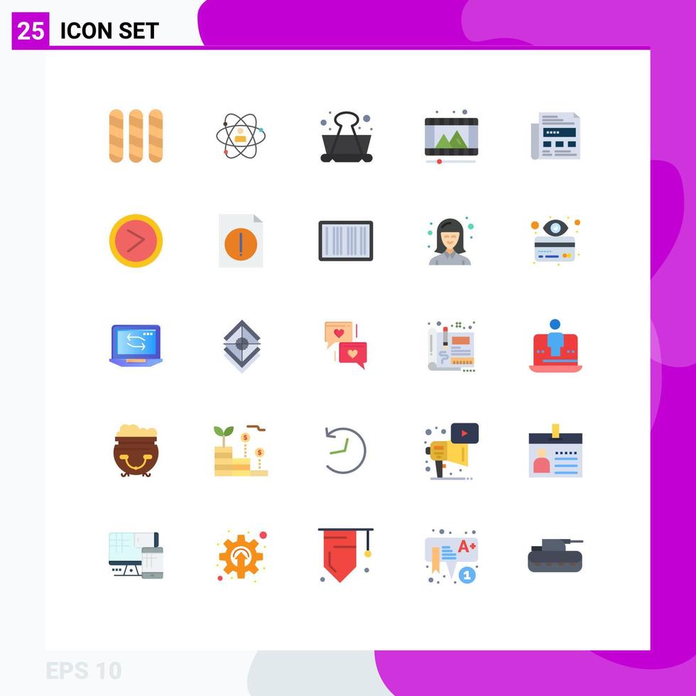 Group of 25 Flat Colors Signs and Symbols for reel play store power play learning Editable Vector Design Elements