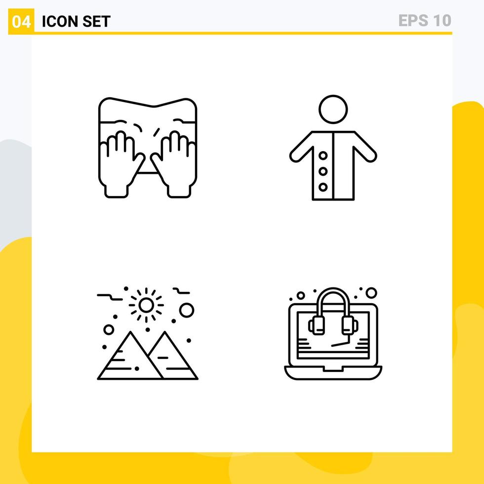 conjunto de 4 iconos de interfaz de usuario modernos símbolos signos para masaje planeta texto personas sol elementos de diseño vectorial editables vector