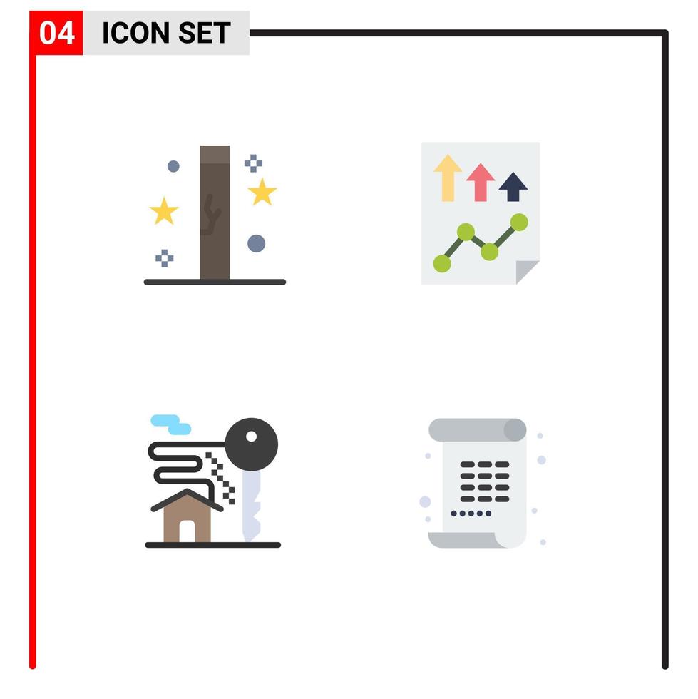 paquete de iconos planos de 4 símbolos universales de celebración informe vacaciones elementos de diseño vectorial editables de alta clave vector