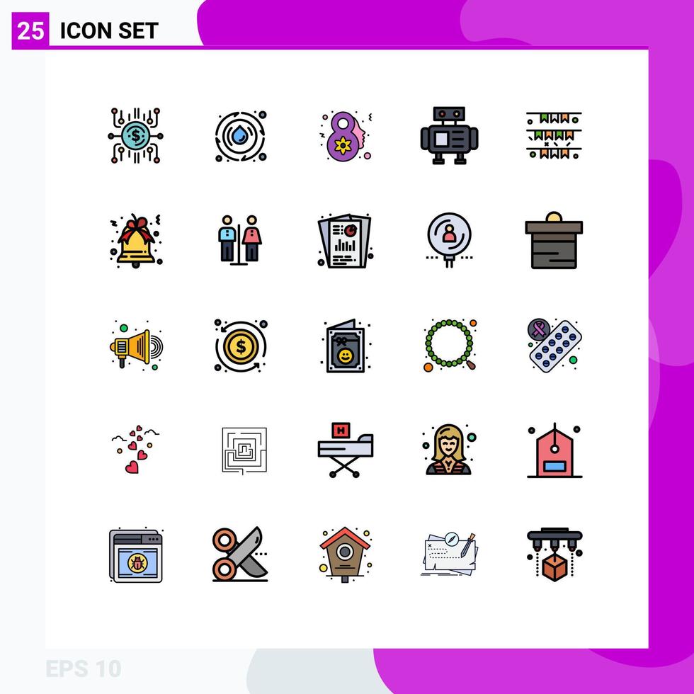 conjunto de 25 iconos de interfaz de usuario modernos signos de símbolos para elementos de diseño vectorial editables de robot de juguete de energía de banner de garland vector