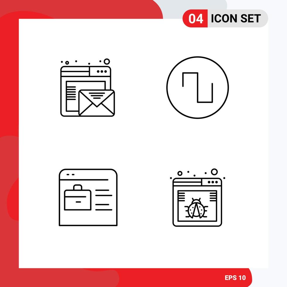 4 Creative Icons Modern Signs and Symbols of browser job website online wave browser Editable Vector Design Elements