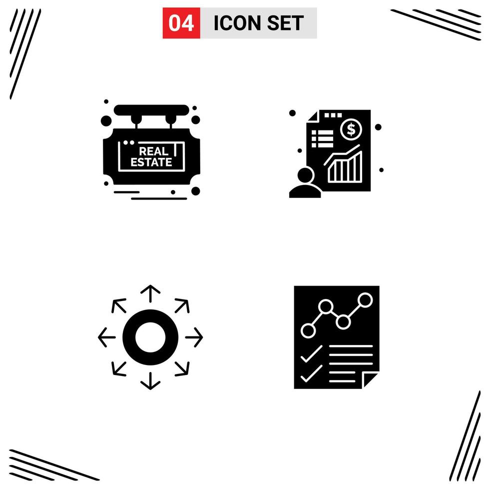 Modern Set of 4 Solid Glyphs and symbols such as board data sale presentation arrow Editable Vector Design Elements