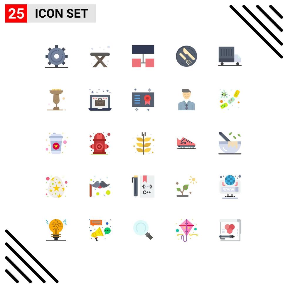 conjunto de 25 iconos modernos de la interfaz de usuario signos de símbolos para el diseño de la entrega de la furgoneta elementos de diseño vectorial editables del plato del cuchillo vector